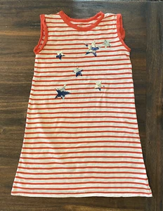 Gap Kids Red White Blue Stripe Sequined Stars Sleeveless Midi Dress Size 2XL - Picture 1 of 6