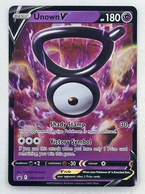 Unown V Pokemon Sword & Shield Black Star Holo Promo #SWSH300 Trading Card - Image 1 of 2