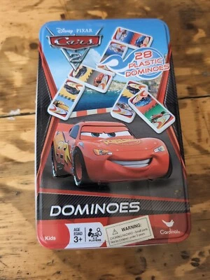 Disney Pixar Cars Dominoes 28 Plastic Dominoes Inside Tin Container 3 Plus Age - Image 1 of 4