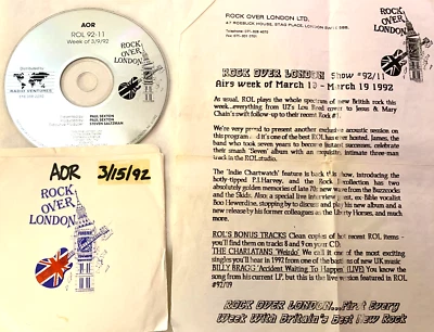 3/13/92 ROCK OVER LONDON ROL ACOUSTIC IN STUDIO JAMES; INTERVIEW BOO HEWERDINE Foto 1 de 2