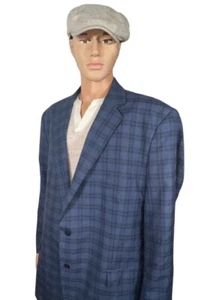 SUPERB OAK HILL BIG & TALL BLUE WINDOWPANE SPORT COAT SZ 2XLT 54 - Picture 1 of 8
