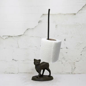 Novelty Cat Toilet/Kitchen Roll Holder Cast Iron Animal Home Decor Kitten Stand - Picture 1 of 3
