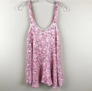 Free People Sleeveless Sequined Knit Top Pink Purple Peach Women’s Sz Small NEW - Picture 1 of 8