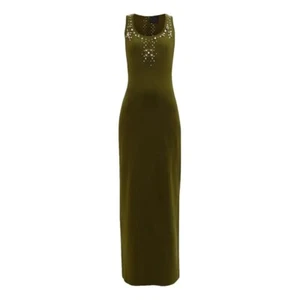 Givenchy Maxi Dress Stud-embellished Knit Bottle Green Size Medium $3275 NWT - Picture 1 of 16