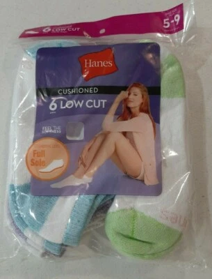 Hanes Women's 6 Pair Cushioned Low Cut Socks Size 5-9 NEW - Image 1 of 4