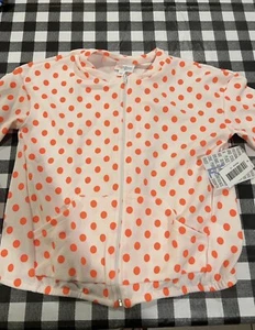 LulaRoe Kids Monroe Lightweight Jacket Pockets  Size 12 Orange Polka Dots #806 - Picture 1 of 5
