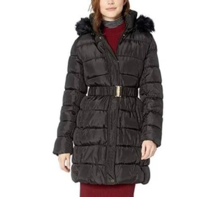 Abrigo acolchado acanalado cuello almohada negro Via Spiga para mujer XS Foto 1 de 4