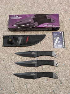 Gil Hibben Throwing Knife Set GH0947B Hibben Knives Fixed Blade w/Nylon Sheath - Picture 1 of 13