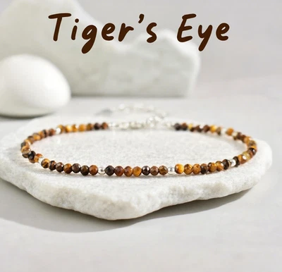 Delicada pulsera ojo de tigre cuentas de piedras preciosas de cristal curativo de 3 mm regalos minimalistas Foto 1 de 4