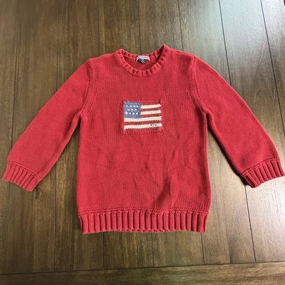 POLO  Ralph Lauren Vintage Youth Red Knit  Sweater USA Flag Size Large - Image 1 of 4