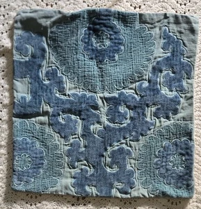 Pottery Barn Elmira Kissenbezug bestickt Applikation blau 19"×19" - Bild 1 von 12