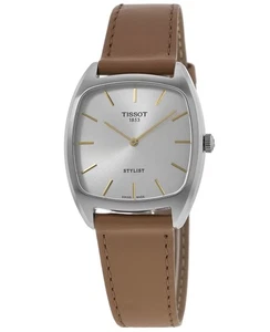 Nuevo reloj para mujer Tissot Stylist de cuarzo con esfera plateada de cuero T159.909.16.031.00 - Imagen 1 de 4