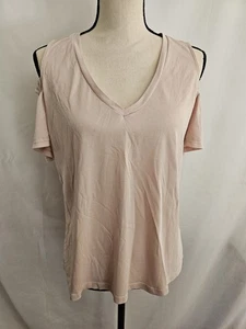 Harlowe & Graham Top Cold Shoulder Pink Short Sleeve Blouse Size Womens Medium - Picture 1 of 8