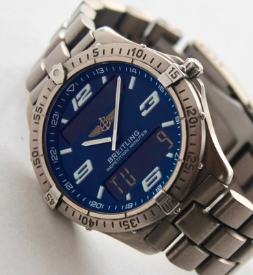 BREITLING Mens Watch E65362 AEROSPACE 40mm, BLUE DIAL, TITANIUM, Box/Papers, WOW - image 1 of 4