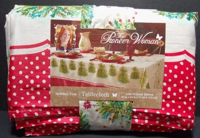 The Pioneer Woman ~ Holiday Tree Soft Printed Sateen Tablecloth, 60" x 84" - Image 1 of 4