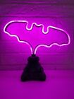 Hide & Eek Halloween Neon Bat Sign Light Lamp Decor Gothic Stand Pink Purple