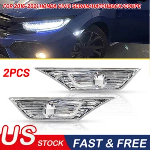 2x Side Marker Turn Signal Lights Lamps W/LED Bulbs For Honda Civic 2016-2021 US - Picture 1 of 15