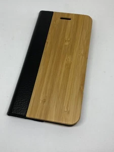 Funda tipo folio para iPhone X / XS de madera de bambú real con ranura para tarjetas - Imagen 1 de 1