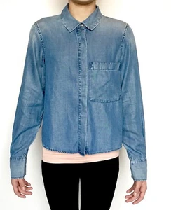 AllSaints Biella Light Denim Shirt NWT Retail $160 Price $75 Size 2 All Saints - Picture 1 of 12