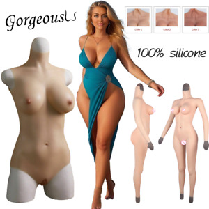 Silicone Breast Forms Full Bodysuit Transgender Fake Vagina Suit Crossdresser US