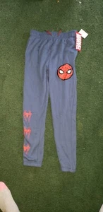 New Kids Marvel Blue Sweatpants w Spiderman - Picture 1 of 2