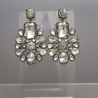 Banana Republic Rhinestone Earrings Statement Elegant Wedding Quinceanera - Image 1 of 4