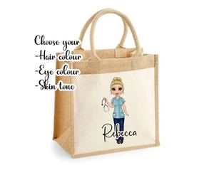Personalised Nurse Jute Bag, Nurse Gift, Student Nurse Bag - Picture 1 of 8
