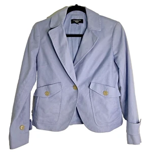 TALBOTS BLAZER JACKET GRACE FIT 4P BLUE CLASSIC LINEN BLEND - Picture 1 of 13