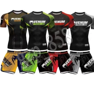 Kids Boys Boxing UFC MMA Shirt Shorts Kit Training T-Shirts Sets - Picture 1 of 14