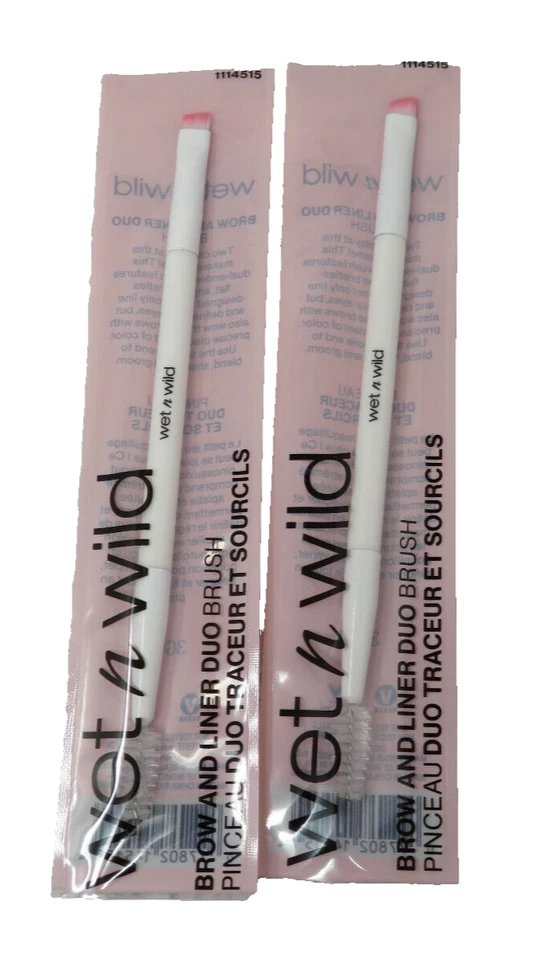 2 brochas de maquillaje esenciales Wet n wild | Cepillo para cejas y delineadores | Cepillo delineador en ángulo plano Foto 1 de 1
