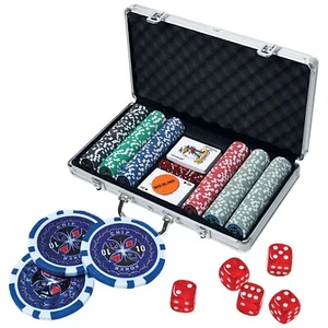 Poker Set im Alukoffer 300 Laser Chips mit Werte je 11g Hochwertiger Pokerkoffer - Picture 1 of 6