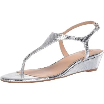 Jewel Badgley Mischka Women Slingback Thong Sandals Brea Size US 11 Silver Met - Image 1 of 4