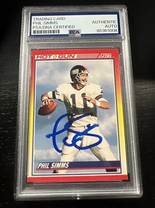 1990 Score Phil Simms Auto Autograph Signed Card Rare PSA - Picture 1 of 2