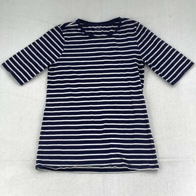 Top grande a rayas azul marino y blanco de manga corta Cable & Gauge para mujer Foto 1 de 4