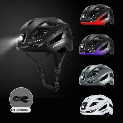 ROCKBROS Fahrradhelm CE Radhelm mit Licht Sicherheit Helm 57-61cm 5 Farbe NEU - Bild 1 von 4