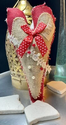 Handmade Rustic Hessian Beads Large Soft Love Heart, Gift For Any Occasion  - image 1 of 4