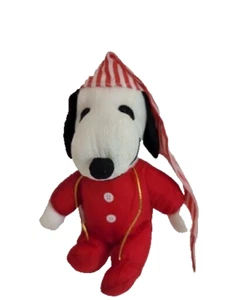 Vintage Snoopy Red Night Gown Suit Stuffed Toy Nylon 7" Flaw READ - Picture 1 of 15