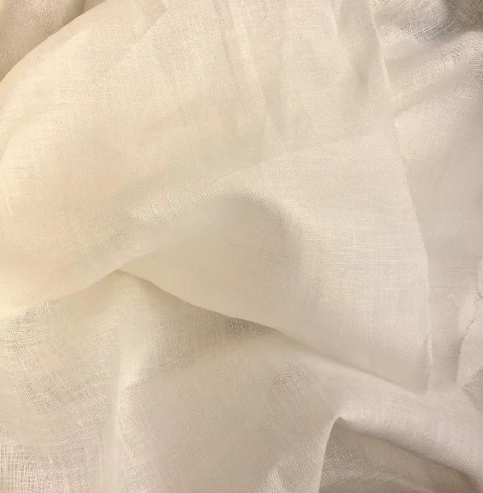 100% Flax Linen Fabric Off-white Light Weight 3.5 Oz 50” Wide By The Yard - Image 1 of 1