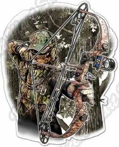Bow Arrow Hunter Deer Hunting Camoflague Car Bumper Vinyl Sticker Decal 4"X5" - Picture 1 of 1