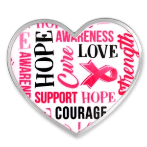 PinMart's Breast Cancer Awareness Heart Words Enamel Lapel Pin - Picture 1 of 3