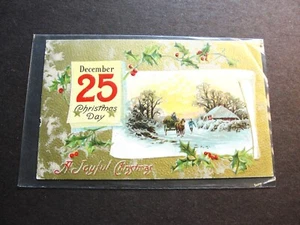 25 de diciembre Día de Navidad, Paz y Buena Voluntad - Postal en relieve del siglo XX sin publicar. - Imagen 1 de 5