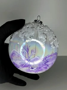 Fenton ' s Kathleen Sponsler Purple Mountain Majesty Hand Painted Ornament - Picture 1 of 10