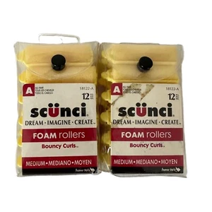 Scunci Lot of 2 Packages Medium 12 Pack Foam Curlers Rollers NOS Vintage #2 - Picture 1 of 3