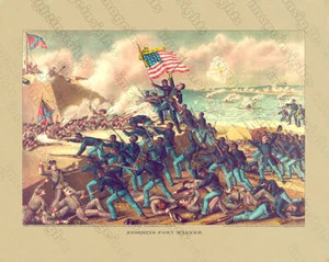 STORMING OF FORT WAGNER Bellas Artes Estampado de Archivo Negro Restaurado HIstory - Imagen 1 de 1