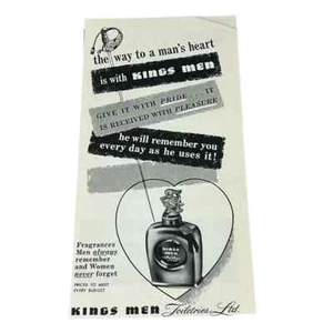 Loción para después del afeitado Kings Men 1954 anuncio impreso original vintage - Imagen 1 de 3