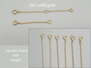 18ct Yellow Gold Chain Extender Bracelet Extension Safety Chain 0.5" to 4" 18K - Picture 1 of 11