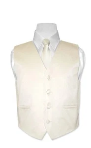 Boy's CREAM TAN Dress Vest w/ Boys Necktie Tie Size 14 - Picture 1 of 4
