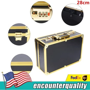 Professional Gold Barber Salon Tool Storage Travel Carry Case Organizer Box US - Picture 1 of 14