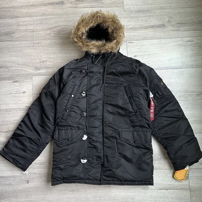 Parka Alpha Industries N-3B $250 clima frío extremo negra ejército/militar pequeña Foto 1 de 4