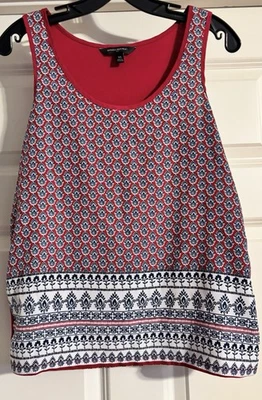 Banana Republic Boho Mixed Media Size S Patterned Front Solid Back Sleeveless  - Image 1 of 4